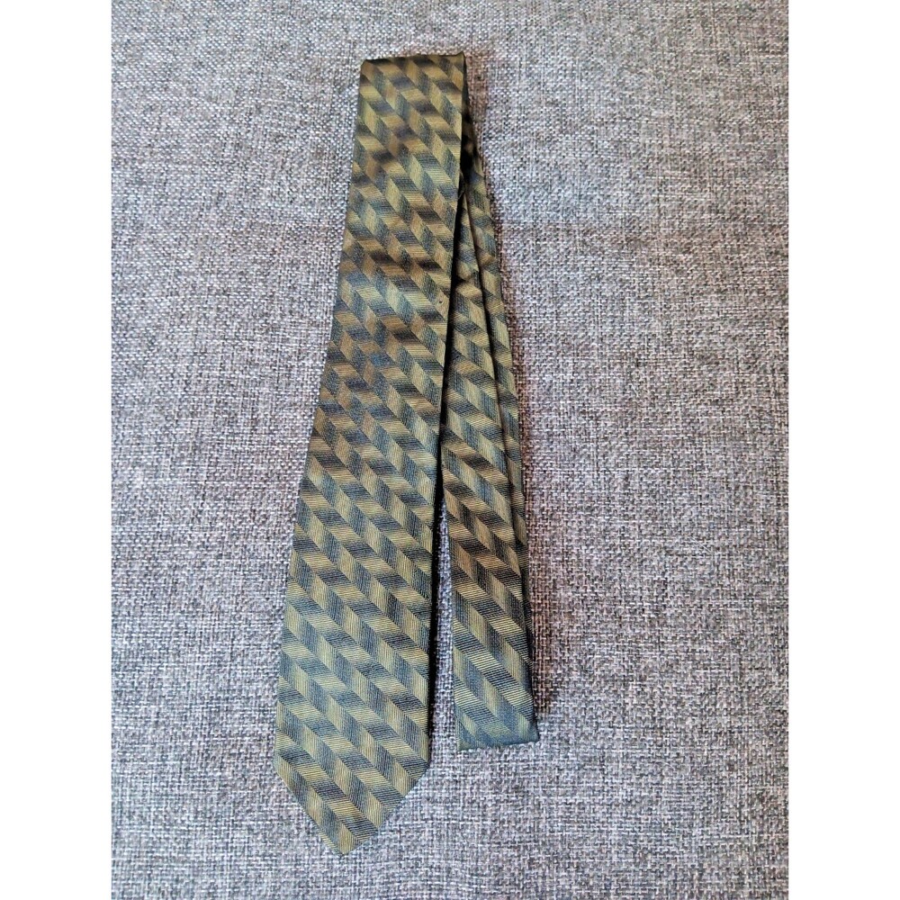 Foleys Tie 70s 80s 90s Y2K Mens Sild Green Black Skinny 2.25 Wide 52 Long